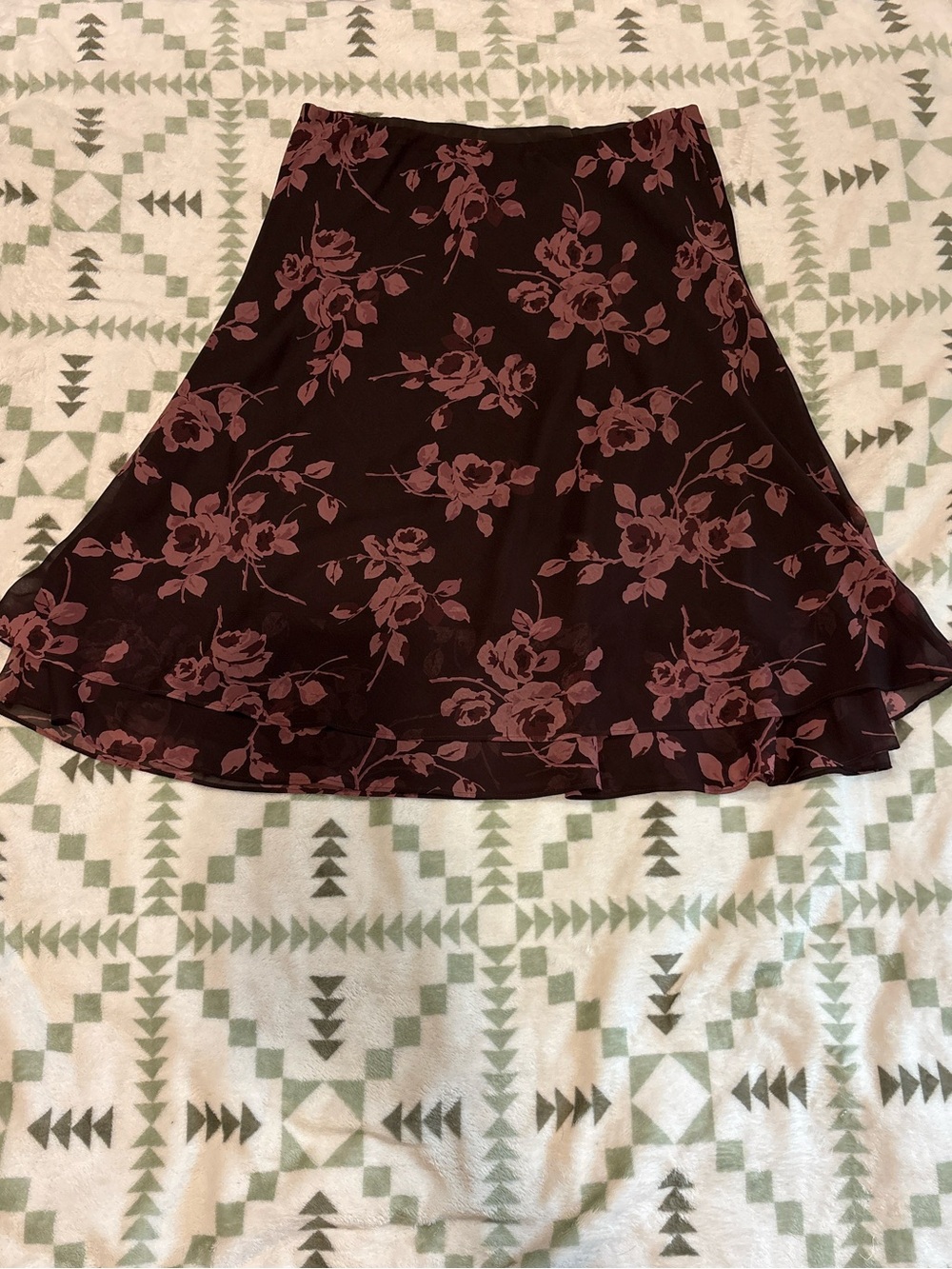 Liz&co brown floral maxi skirt